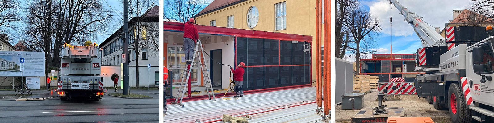 Containermontage mit BKL am Klinikum Schwabing